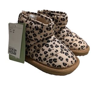 NWT H&M Kids Quilted Padded Faux Fur Boots - Size 6.5 - Leopard Print
